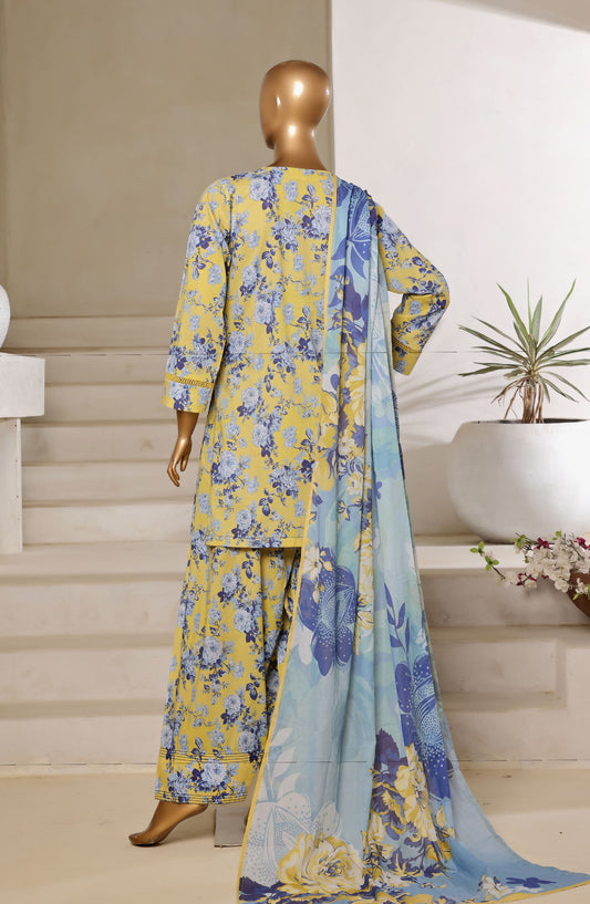 Sadabahar Printed Lawn Stitched 3 Piece Suit - Design-05 - SBD25FSH - Yellow - Summer Collection