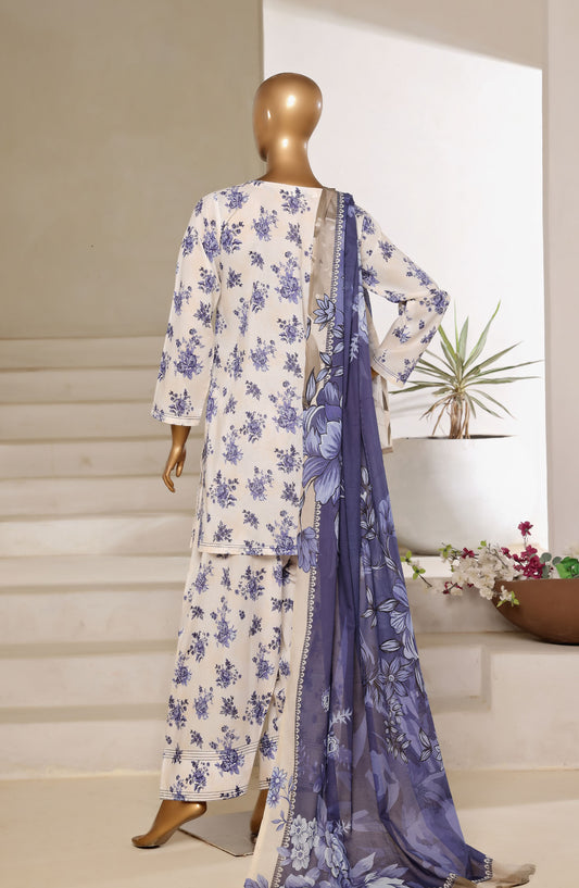 Sadabahar Printed Lawn Stitched 3 Piece Suit - Design-03 - SBD25FSH - Off White - Summer Collection