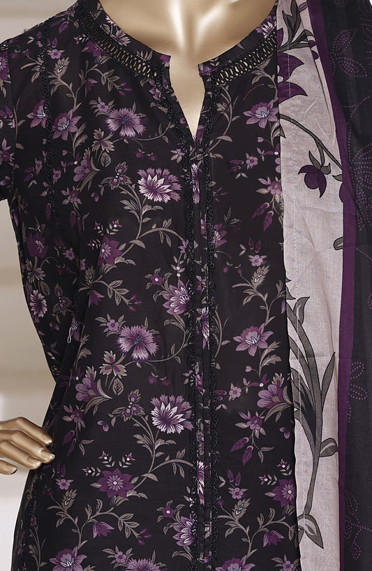 Sadabahar Festive Embroidered Lawn Stitched 3 Piece Suit - FSD-05 - SBD26MBDR - Black - Summer Collection