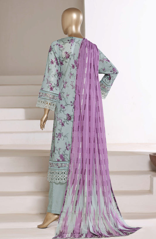 Sadabahar Festive Embroidered Lawn Stitched 3 Piece Suit - FSD-04 - SBD26MBDR - Green - Summer Collection