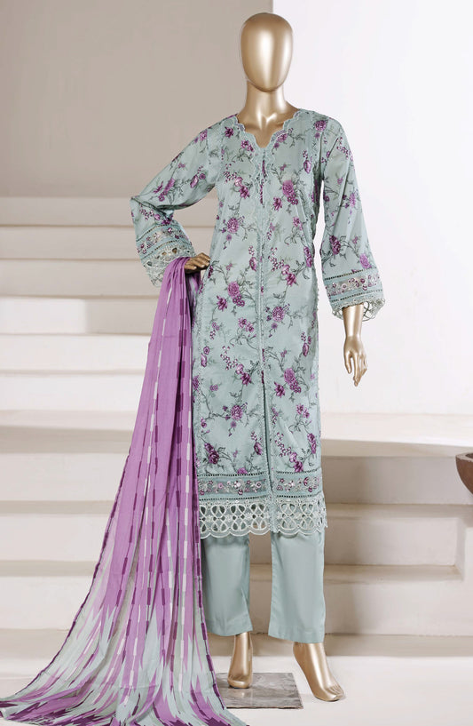 Sadabahar Festive Embroidered Lawn Stitched 3 Piece Suit - FSD-04 - SBD26MBDR - Green - Summer Collection