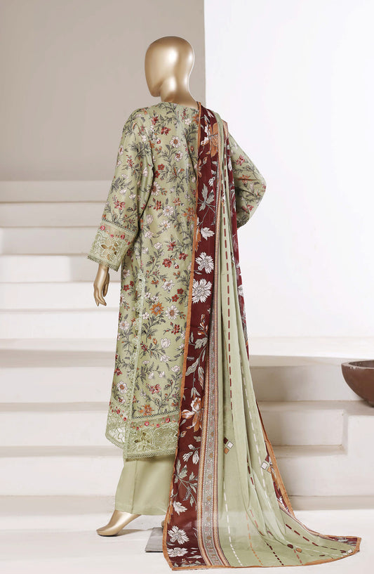 Sadabahar Festive Embroidered Lawn Stitched 3 Piece Suit - FSD-01 - SBD26MBDR - Green - Summer Collection