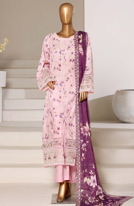 Sadabahar Embroidered Lawn Stitched 3 Piece Suit - D-06 - SBD26FNC - Pink - Festive Collection