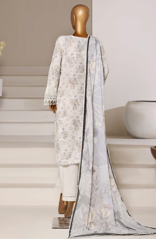 Sadabahar Fusion Embroidered Chikankari Stitched 3 Piece Suit - Design-05 - SBD26FUS - White - Festive Collection