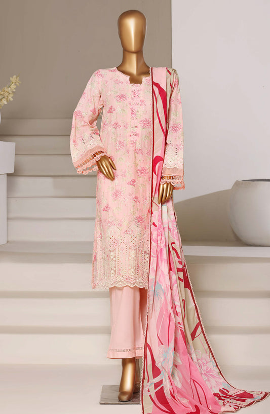 Sadabahar Fusion Embroidered Chikankari Stitched 3 Piece Suit - Design-04 - SBD26FUS - Pink - Festive Collection