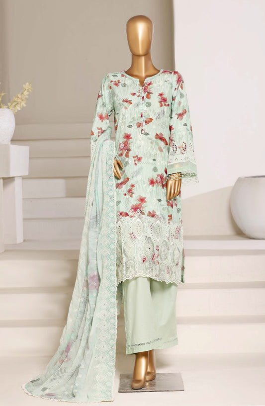 Sadabahar Fusion Embroidered Chikankari Stitched 3 Piece Suit - Design-02 - SBD26FUS - Green - Festive Collection