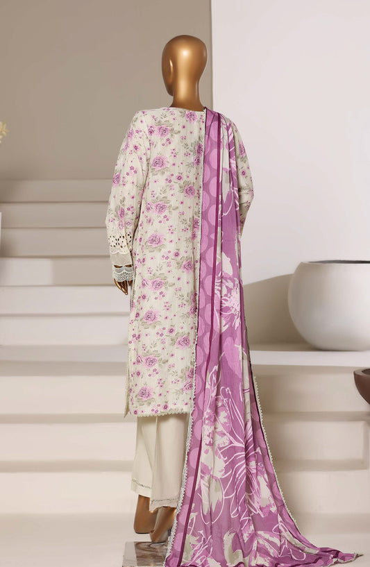 Sadabahar Fusion Embroidered Chikankari Stitched 3 Piece Suit - Design-01 - SBD26FUS - Purple - Festive Collection