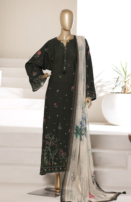 Sadabahar Printed Stitched Kaftaan 3 Piece Suit - D-06 - SBD26KFT - Black - Festive Collection
