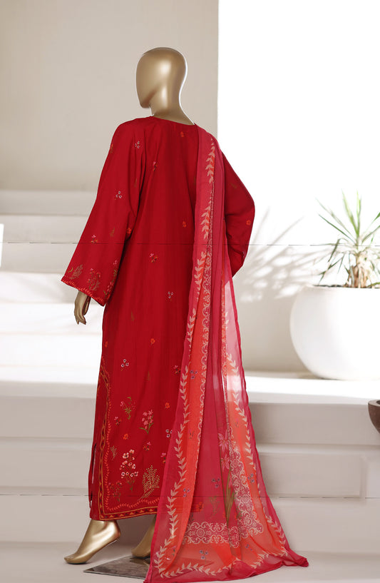 Sadabahar Printed Stitched Kaftaan 3 Piece Suit - D-04 - SBD26KFT - Red - Festive Collection