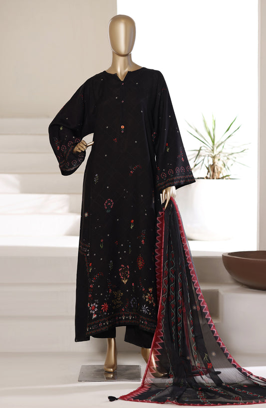 Sadabahar Printed Stitched Kaftaan 3 Piece Suit - D-03 - SBD26KFT - Black - Festive Collection