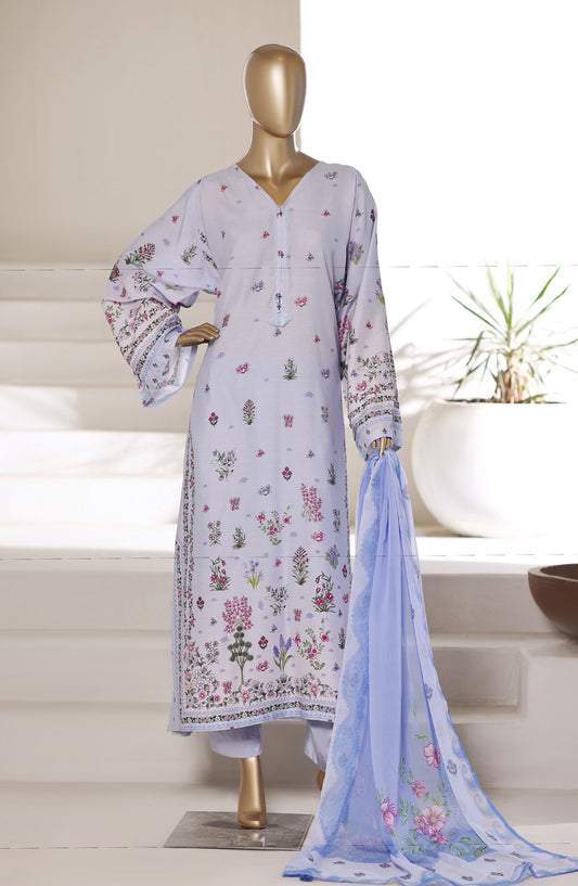Sadabahar Printed Stitched Kaftaan 3 Piece Suit - D-02 - SBD26KFT - Blue - Festive Collection