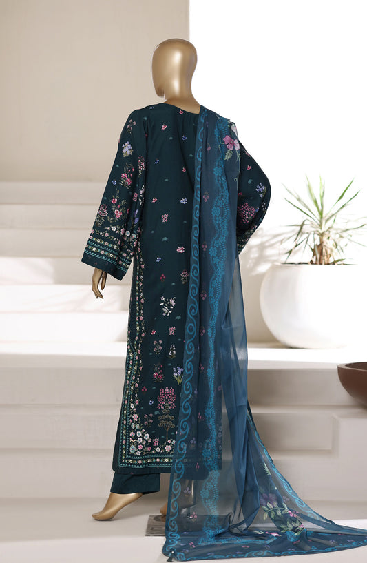 Sadabahar Printed Stitched Kaftaan 3 Piece Suit - D-01 - SBD26KFT - Teal - Festive Collection