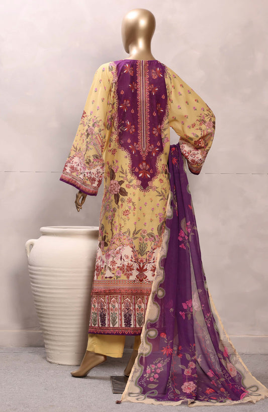 Sadabahar Printed Chamti Cotton Stitched Kaftan 3 Piece Suit - D-11 - SBD26TRF - Yellow - Summer Collection