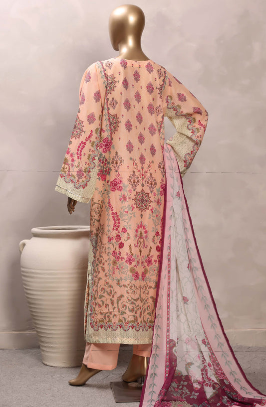 Sadabahar Printed Chamti Cotton Stitched Kaftan 3 Piece Suit - D-09 - SBD26TRF - Peach - Summer Collection