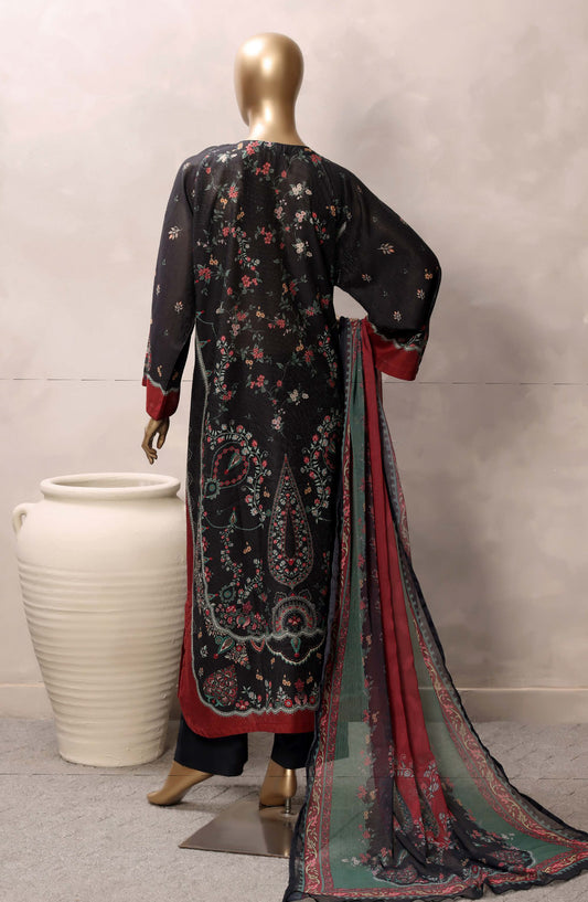 Sadabahar Printed Chamti Cotton Stitched Kaftan 3 Piece Suit - D-08 - SBD26TRF - Black - Summer Collection
