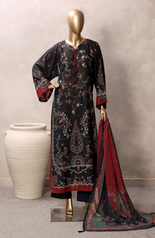 Sadabahar Printed Chamti Cotton Stitched Kaftan 3 Piece Suit - D-08 - SBD26TRF - Black - Summer Collection