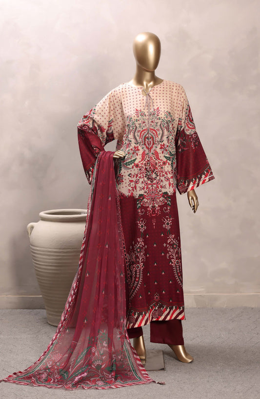 Sadabahar Printed Chamti Cotton Stitched Kaftan 3 Piece Suit - D-06 - SBD26TRF - Red - Summer Collection