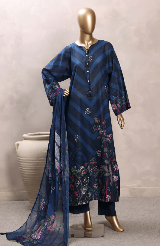 Sadabahar Printed Chamti Cotton Stitched Kaftan 3 Piece Suit - D-05 - SBD26TRF - Blue - Summer Collection