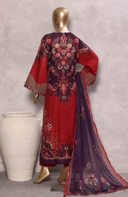 Sadabahar Printed Chamti Cotton Stitched Kaftan 3 Piece Suit - D-04 - SBD26TRF - Red - Summer Collection