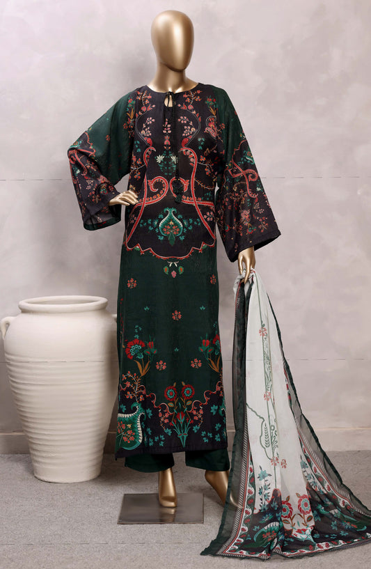 Sadabahar Printed Chamti Cotton Stitched Kaftan 3 Piece Suit - D-02 - SBD26TRF - Black - Summer Collection