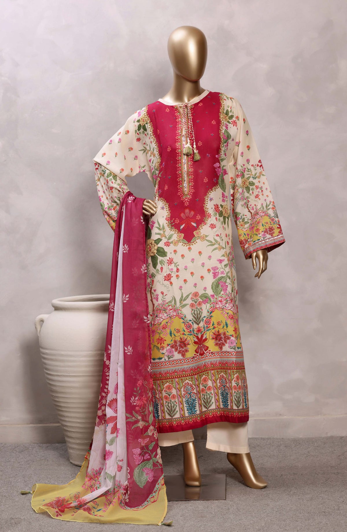 Sadabahar Printed Chamti Cotton Stitched Kaftan 3 Piece Suit - D-01 - SBD26TRF - Multi - Summer Collection