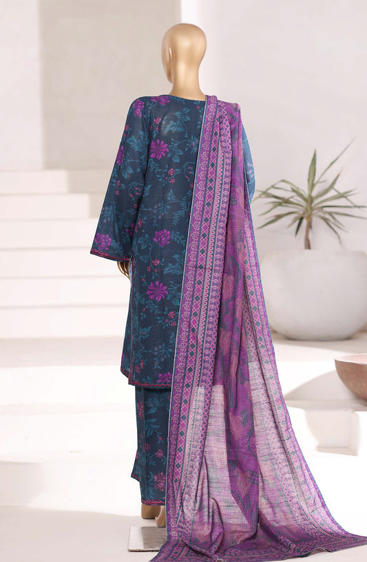 Sadabahar Embroidered Khaddar Stitched 3 Piece Suit - Design-06 - SBD25KFE - Blue - Winter Collection