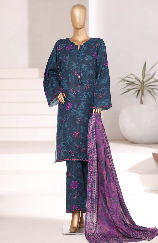 Sadabahar Embroidered Khaddar Stitched 3 Piece Suit - Design-06 - SBD25KFE - Blue - Winter Collection