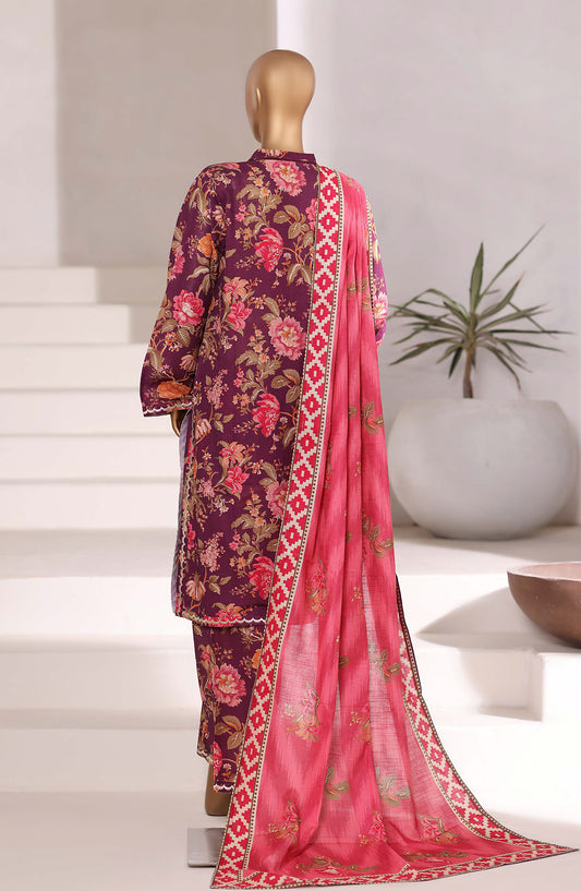 Sadabahar Embroidered Khaddar Stitched 3 Piece Suit - Design-04 - SBD25KFE - Purple - Winter Collection
