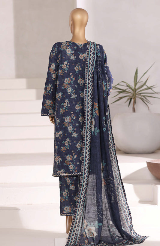 Sadabahar Embroidered Khaddar Stitched 3 Piece Suit - Design-03 - SBD25KFE - Blue - Winter Collection