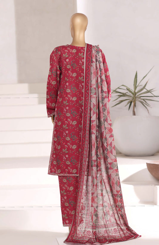 Sadabahar Embroidered Khaddar Stitched 3 Piece Suit - Design-02 - SBD25KFE - Maroon - Winter Collection