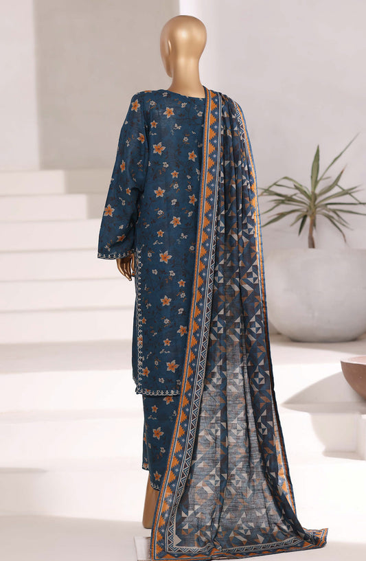 Sadabahar Embroidered Khaddar Stitched 3 Piece Suit - Design-01 - SBD25KFE - Blue - Winter Collection