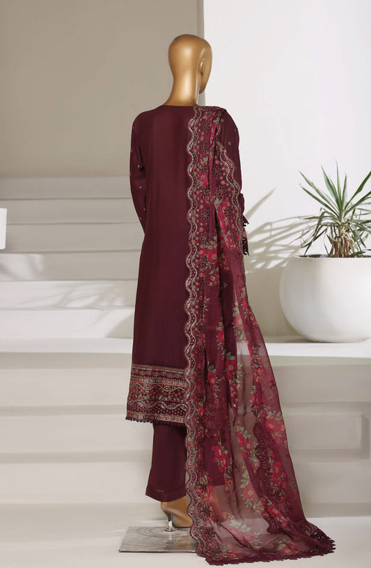Sadabahar Luxury Embroidered Stitched 3 Piece Suit - D-03 - SBD26LXF - Maroon - Festive Collection