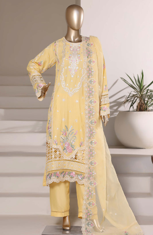 Sadabahar Luxury Embroidered Formal Stitched 3 Piece Suit - D-07 - SBD26XFS - Yellow - Festive Collection