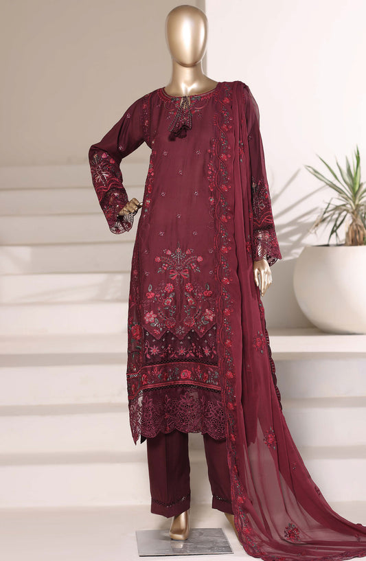 Sadabahar Luxury Embroidered Formal Stitched 3 Piece Suit - D-06 - SBD26XFS - Maroon - Festive Collection