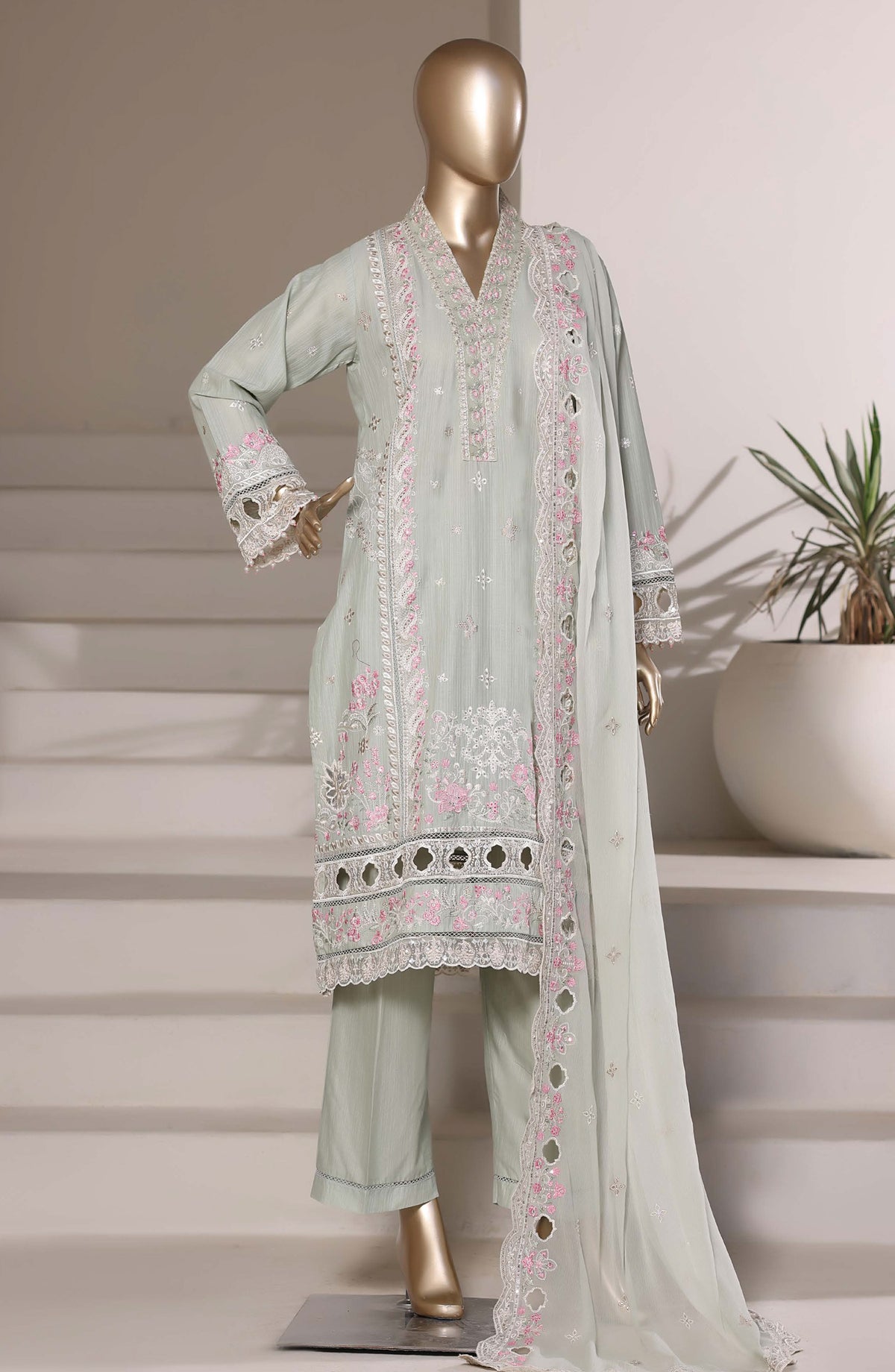 Sadabahar Luxury Embroidered Formal Stitched 3 Piece Suit - D-05 - SBD26XFS - Green - Festive Collection
