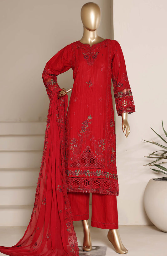 Sadabahar Embroidered Lawn Stitched 3 Piece Suit - D-04 - SBD26ARY4 - Red - Festive Collection