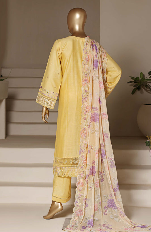 Sadabahar Luxury Embroidered Stitched 3 Piece Suit - LFD-02 - SBD26SXV - Yellow - Festive Collection