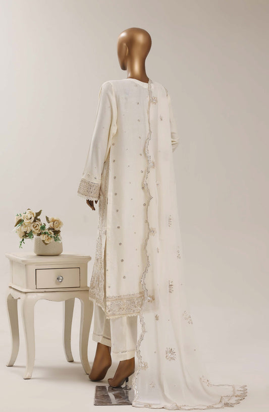 Sadabahar Luxury Embroidered Cotton Stitched 3 Piece Suit - D-07 - SBD26LSVN - White - Festive Collection