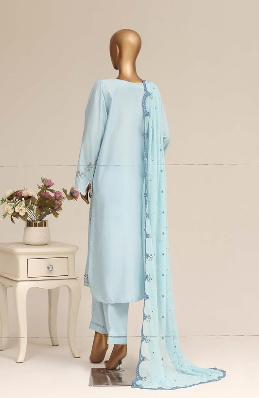 Sadabahar Luxury Embroidered Cotton Stitched 3 Piece Suit - D-04 - SBD26LSVN - Blue - Festive Collection