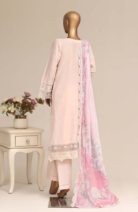 Sadabahar Luxury Embroidered Cotton Stitched 3 Piece Suit - D-02 - SBD26LSVN - Pink - Festive Collection