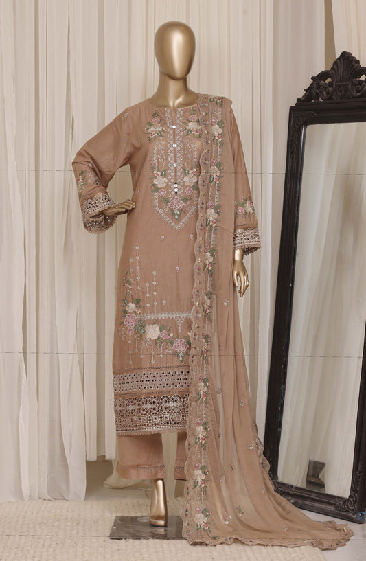 Sadabahar Luxury Embroidered Cotton Stitched 3 Piece Suit - D-12 - SBD26EGT - Beige - Festive Collection