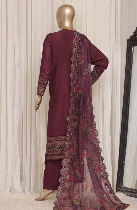 Sadabahar Luxury Embroidered Cotton Stitched 3 Piece Suit - D-05 - SBD26EGT - Maroon - Festive Collection