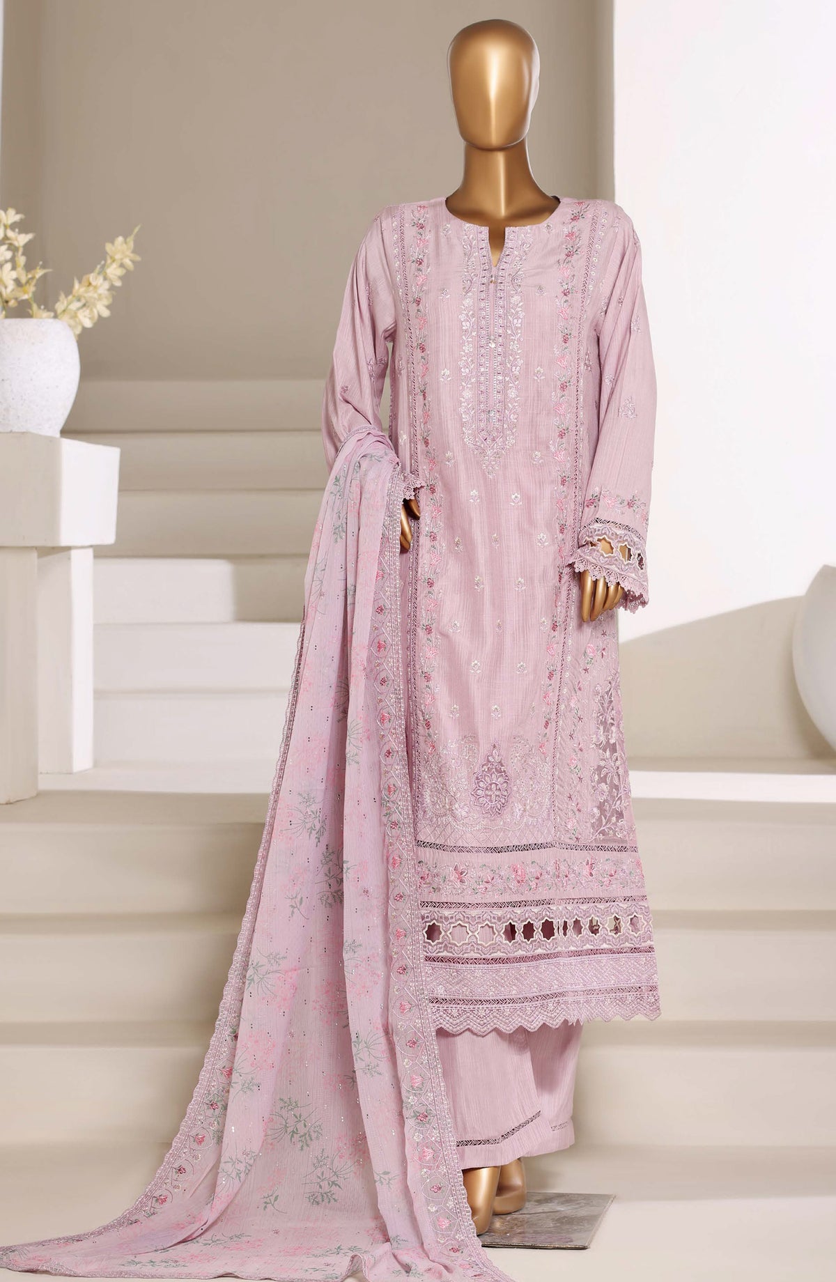 Sadabahar Luxury Embroidered Stitched 3 Piece Suit - Design-04 - SBD26FEMB - Purple - Festive Collection