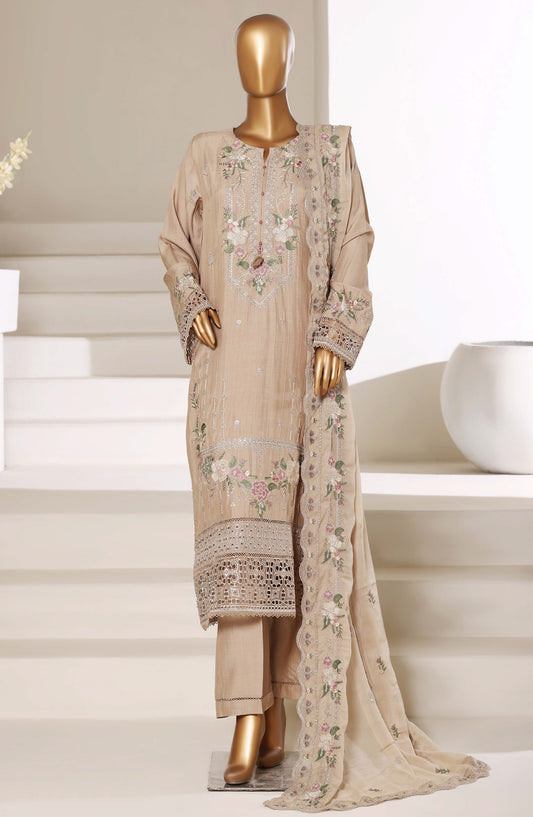 Sadabahar Luxury Embroidered Stitched 3 Piece Suit - Design-01 - SBD26FEMB - Beige - Festive Collection