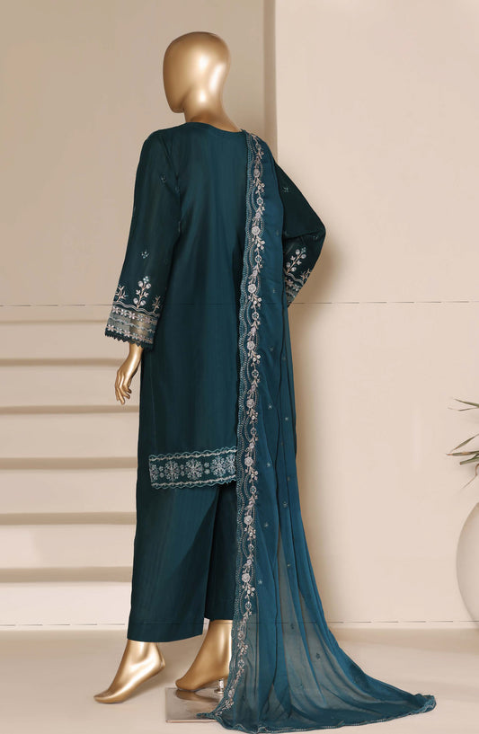Sadabahar Embroidered Lawn Stitched 3 Piece Suit - Design-06 - SBD26SLB - Teal - Luxury Collection