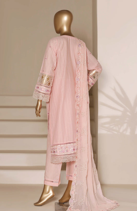 Sadabahar Embroidered Lawn Stitched 3 Piece Suit - Design-05 - SBD26SLB - Pink - Luxury Collection