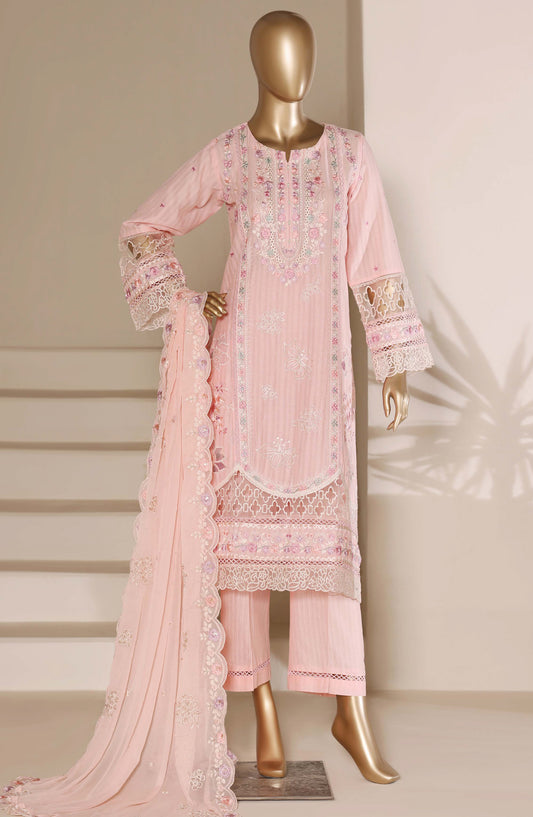 Sadabahar Embroidered Lawn Stitched 3 Piece Suit - Design-05 - SBD26SLB - Pink - Luxury Collection