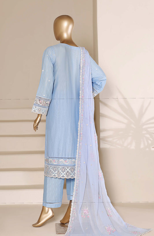 Sadabahar Embroidered Lawn Stitched 3 Piece Suit - Design-02 - SBD26SLB - Blue - Luxury Collection