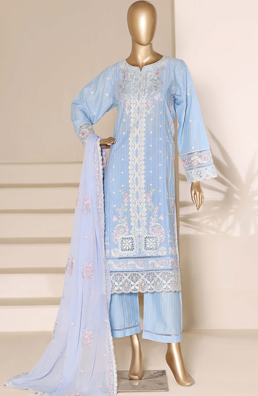 Sadabahar Embroidered Lawn Stitched 3 Piece Suit - Design-02 - SBD26SLB - Blue - Luxury Collection
