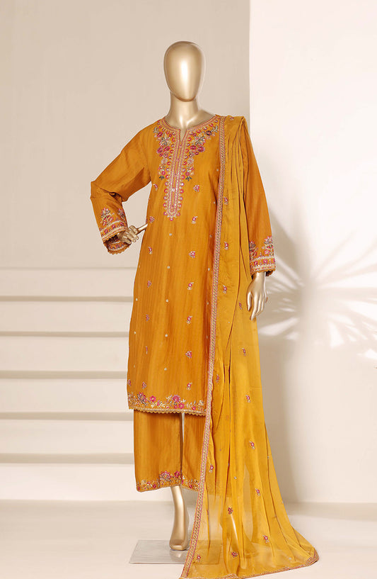 Sadabahar Embroidered Lawn Stitched 3 Piece Suit - Design-01 - SBD26SLB - Yellow - Luxury Collection